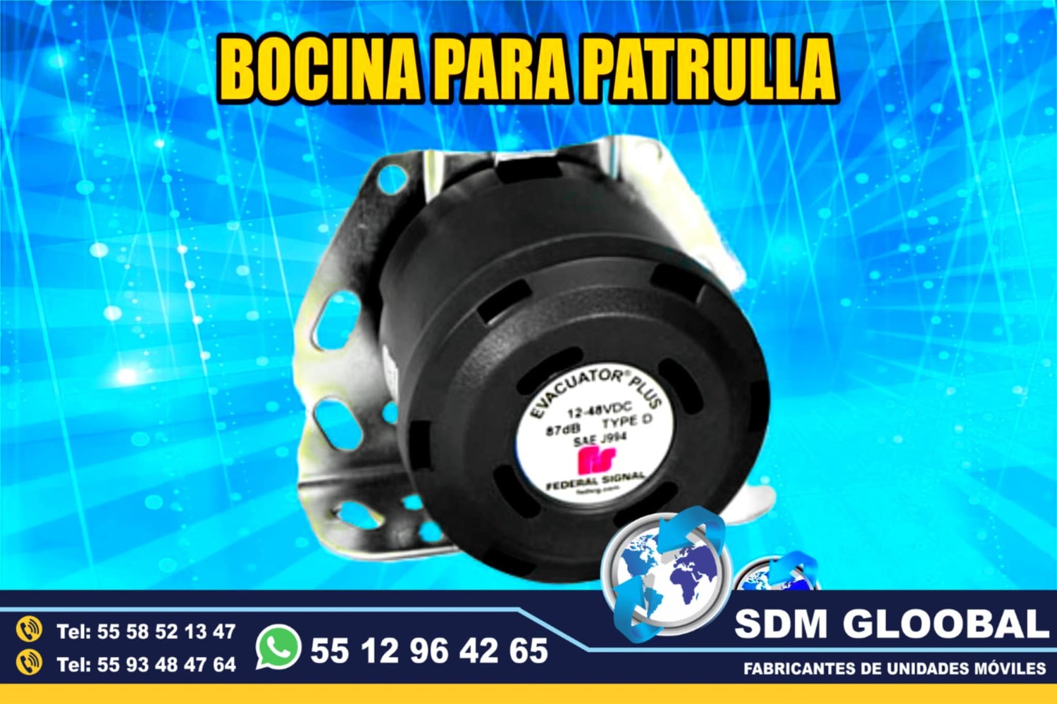 Venta de Bocina para moto patrullas pick up sedan escolta ministerial ficalia patrullas proteccion ciudadana<br>